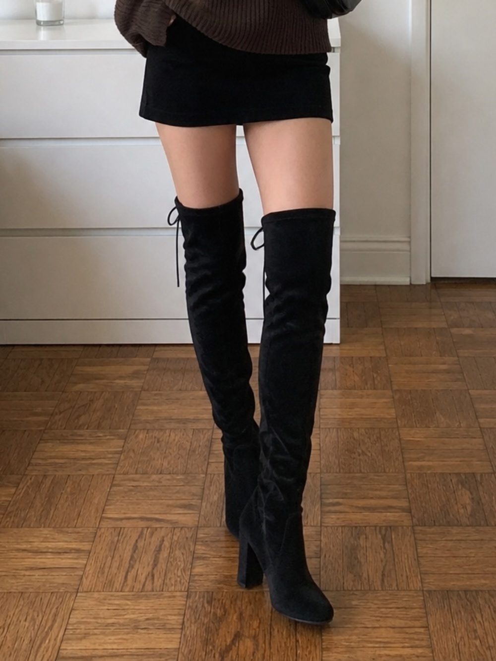 Chinese Laundry Thigh-High Velvet Heeled Boots